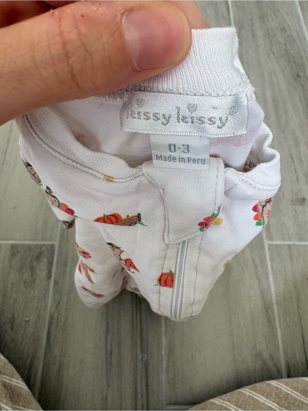 KISSY KISSY Pima Cotton Thanksgiving Turkey Time Zipper Footie 0-3M - Picture 3 of 3